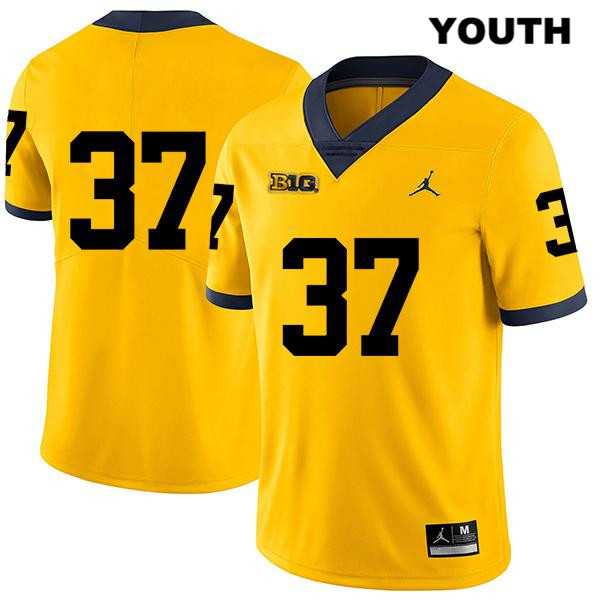 Youth NCAA Michigan Wolverines Dane Drobocky #37 No Name Yellow Jordan Brand Authentic Stitched Legend Football College Jersey CJ25H27RT